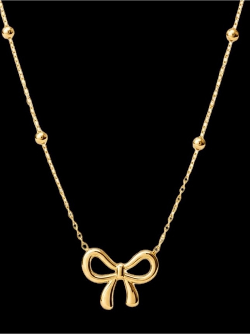 Delicate Gold PVD Coated Stainless Steel Bow Necklace